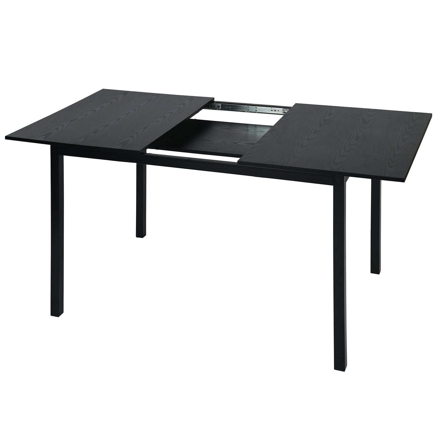 Uitbreidbare Eettafel – Tafel – Eetkamertafel – Uitschuifbare Tafel – Keukentafel – Industrieel Design – Voor 4-6 Personen – Zwart Stalen Frame – Water- en Krasbestendig MDF Blad
