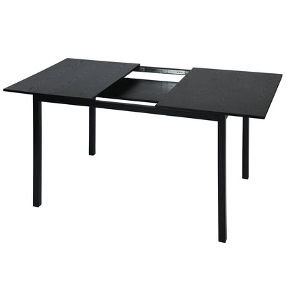 Uitbreidbare Eettafel – Tafel – Eetkamertafel – Uitschuifbare Tafel – Keukentafel – Industrieel Design – Voor 4-6 Personen – Zwart Stalen Frame – Water- en Krasbestendig MDF Blad