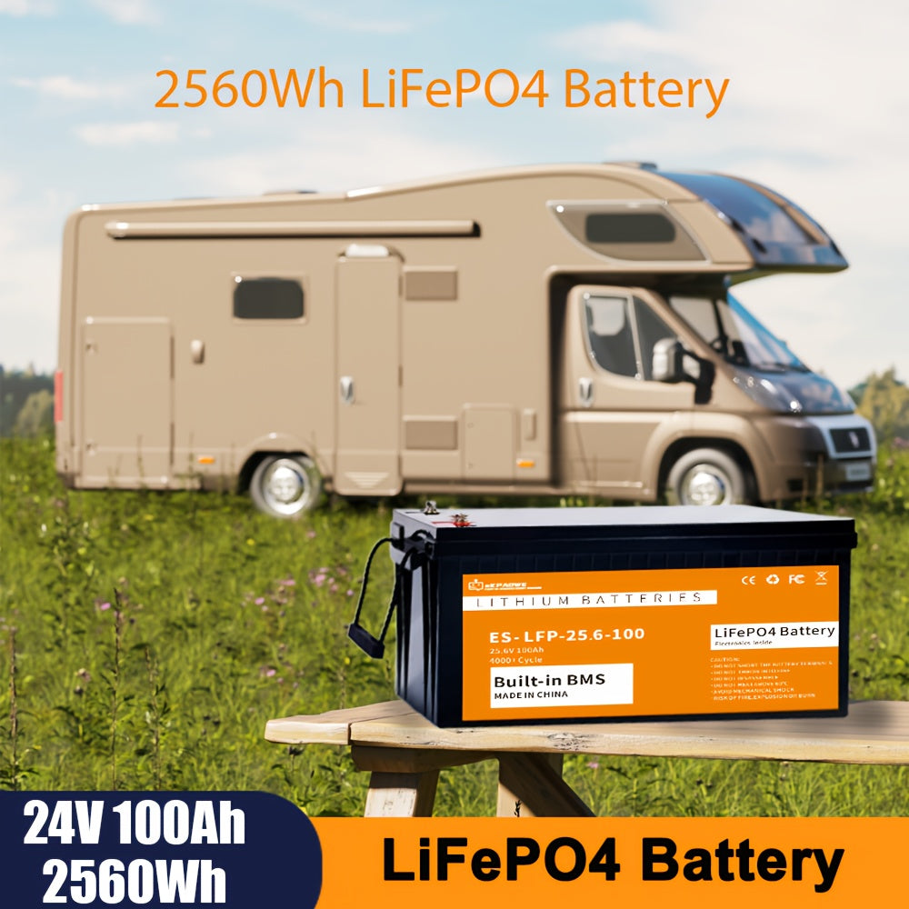 12V 100Ah LiFePO4 Accu – Lithium Batterij – Lithium Accu – Solar Accu – Camper Accu – Ingebouwd BMS – 15.000 Cycli Levensduur