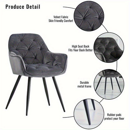 JYMTOM Velvet Dining Chairs with Padded Seat and Backrest Sturdy Metal Legs and Armrests Comfortable Accent Chair for Dining Room Living Room or Lounge, Home Decor Furniture, Lounge Seating, Velvet Upholstery, Elegant Design,