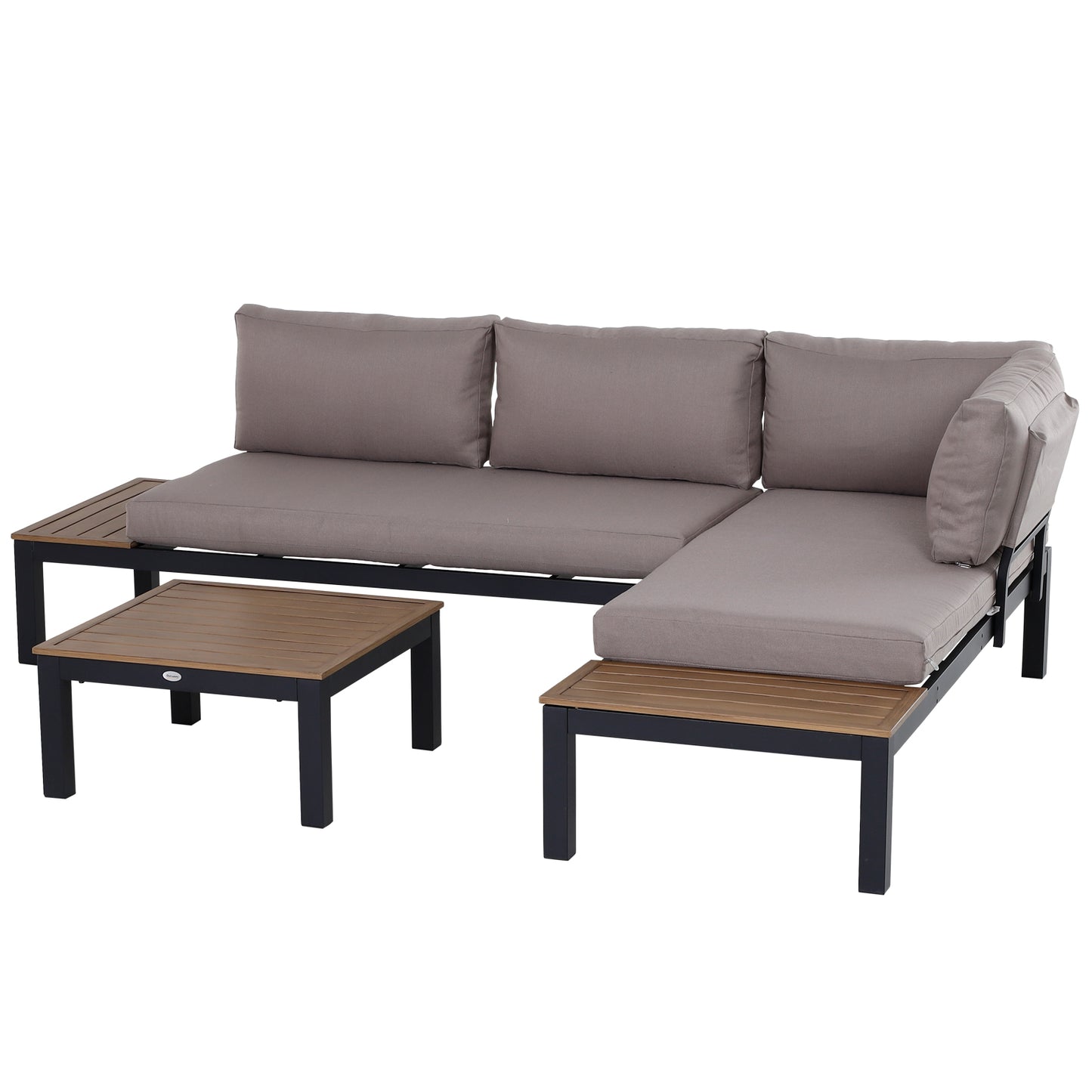 3-delige loungeset – tuinset – loungeset – balkonset – terrasset – aluminium frame – waterafstotende kussens – grijs/natuurkleur