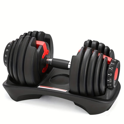 Quickly adjustable dumbbell 24kg, 1 second quick weight change, free weight combination, unisex strength training equipment (single piece)