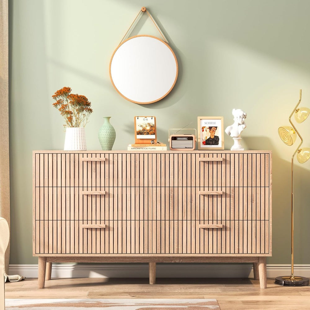 6-ladenkast – Opbergkast – Ladekast – Dressoir – Kledingkast – Ruime Opbergruimte – Hoogwaardig MDF Met Houten Poten