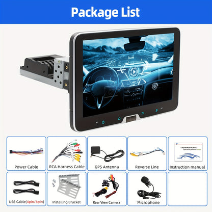 10,1 Inch Android Auto Stereo – Autoradio – Multimedia Speler – Navigatie Systeem – Handsfree Carkit – 4GB RAM 64GB Opslag – Draaibaar HD IPS Touchscreen – 4-LED Achteruitrijcamera inclusief