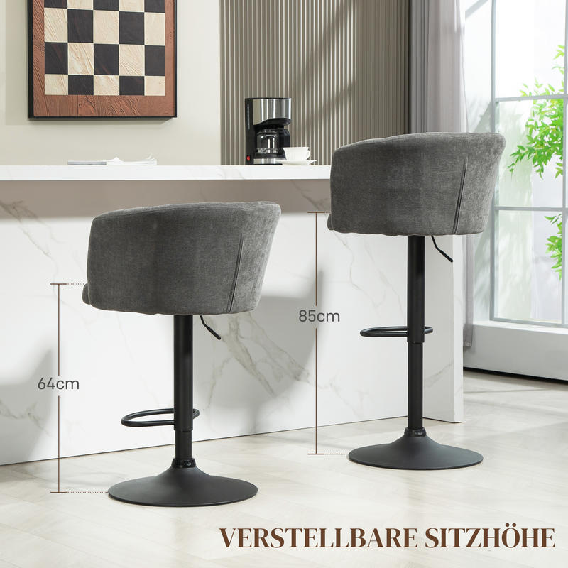 Barstoel – Barkruk – Barkrukken – Keukenstoel – Stoel – Verstelbare Zithoogte – Metalen Frame Donkergrijs