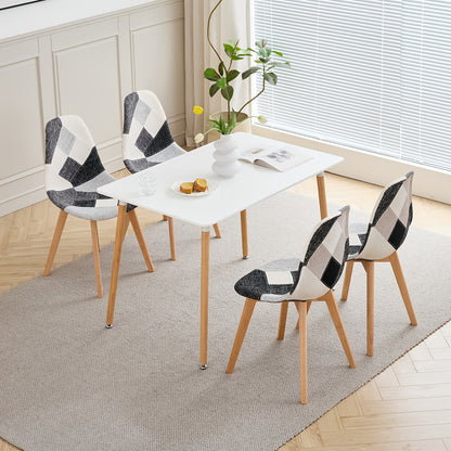 Eetkamerstoel – Stoel – Kuipstoel – Eetkamerstoelen – Keukenstoel – Scandinavisch Design – Ergonomisch – Beukenhouten Poten – Linnen Bekleding – Sponsvulling – Zwart-Wit Geruit