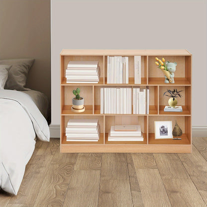 Boekenkast – Boekplank – Open Kast – Stelling – Opbergkast – Modern Eiken – 9 Vakjes – 120 cm Breed – Stevig Houten Ontwerp