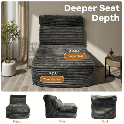 Oversized Zitzak – Zitzak Stoel – Zitzak Poef – Slaapstoel – Relaxfauteuil – Donkergrijs – Plush 3D-Vormgeving – Hoogwaardige Foamvulling