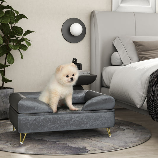 Huisdierenbank – Hondenbank – Kattenbank – Dierenbank – Huisdierenbed – Luxe Dutch Velvet – Afneembare Wasbare Hoes – 76x53,5x34 cm – Stevige Houten Constructie