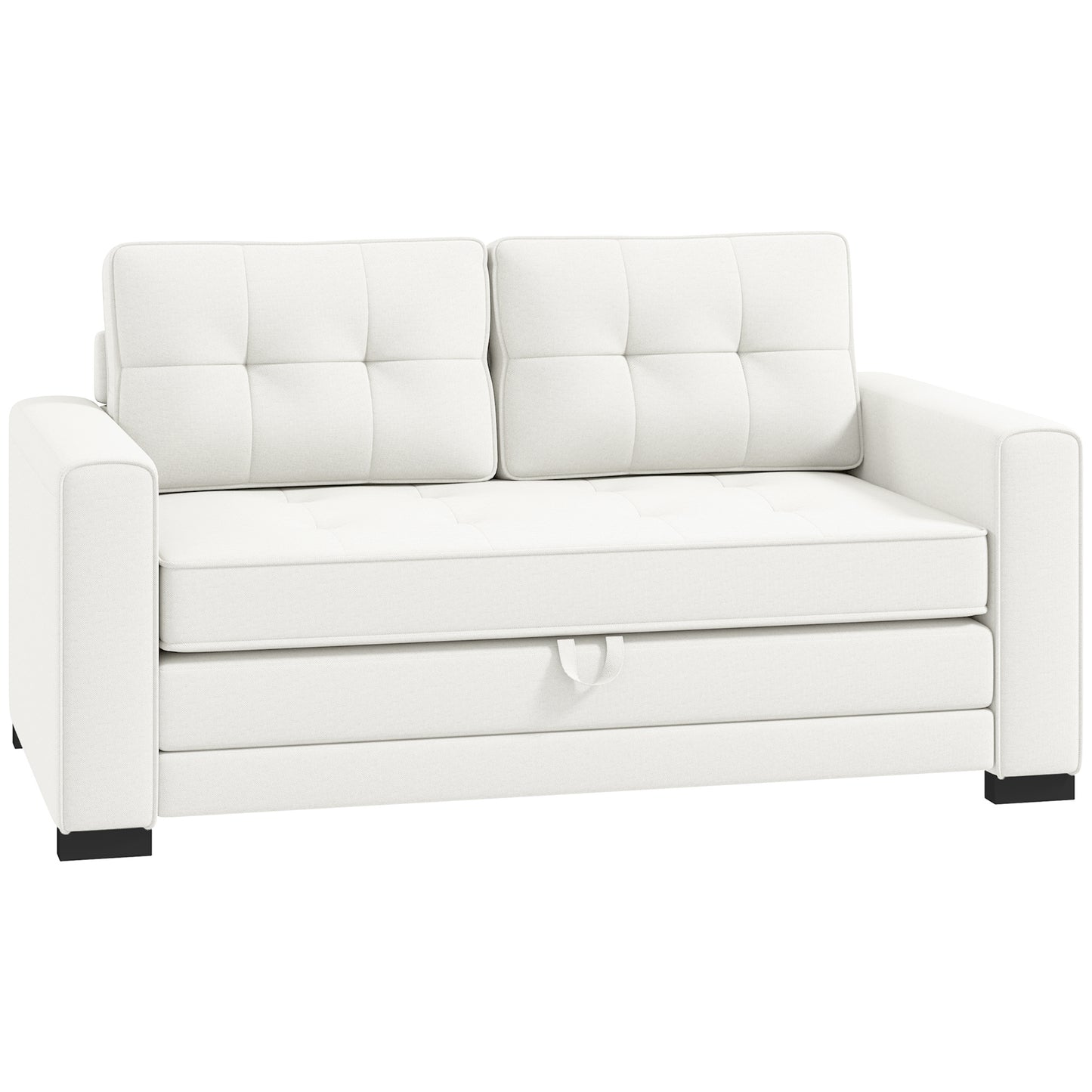 Bankbed – Slaapbank – Logeerbed – Sofa Bed – 2-Zits Convertible – Linnen-Effect Stof – Inklapbaar Matras – Compact Design 147,5x75x85 cm – Comfortabele Zit- en Slaapplek