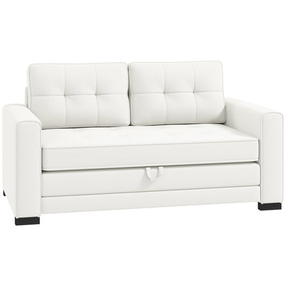 Bankbed – Slaapbank – Logeerbed – Sofa Bed – 2-Zits Convertible – Linnen-Effect Stof – Inklapbaar Matras – Compact Design 147,5x75x85 cm – Comfortabele Zit- en Slaapplek