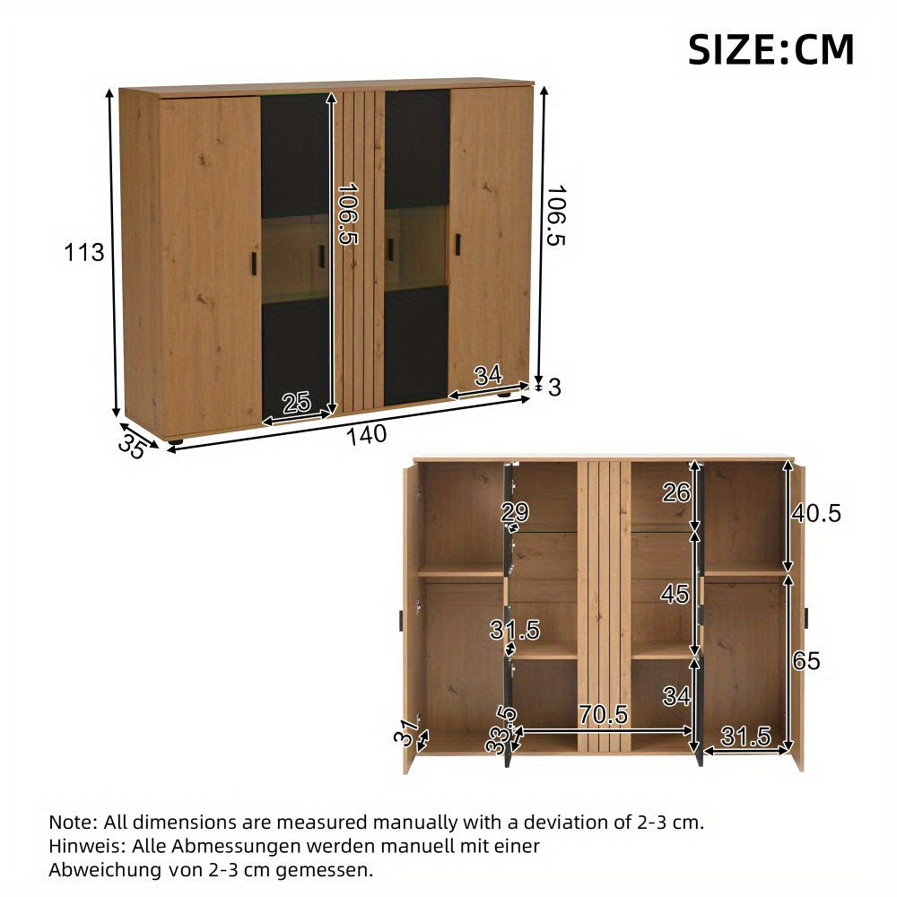 Dressoir – Buffet – Sideboard – Opbergkast – Commode – 140x35x113 cm – Verstelbare Vakken – 4 Deuren