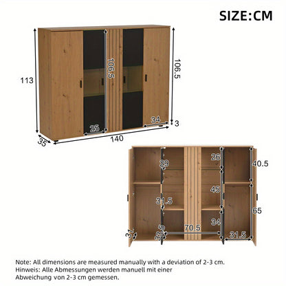 Dressoir – Buffet – Sideboard – Opbergkast – Commode – 140x35x113 cm – Verstelbare Vakken – 4 Deuren