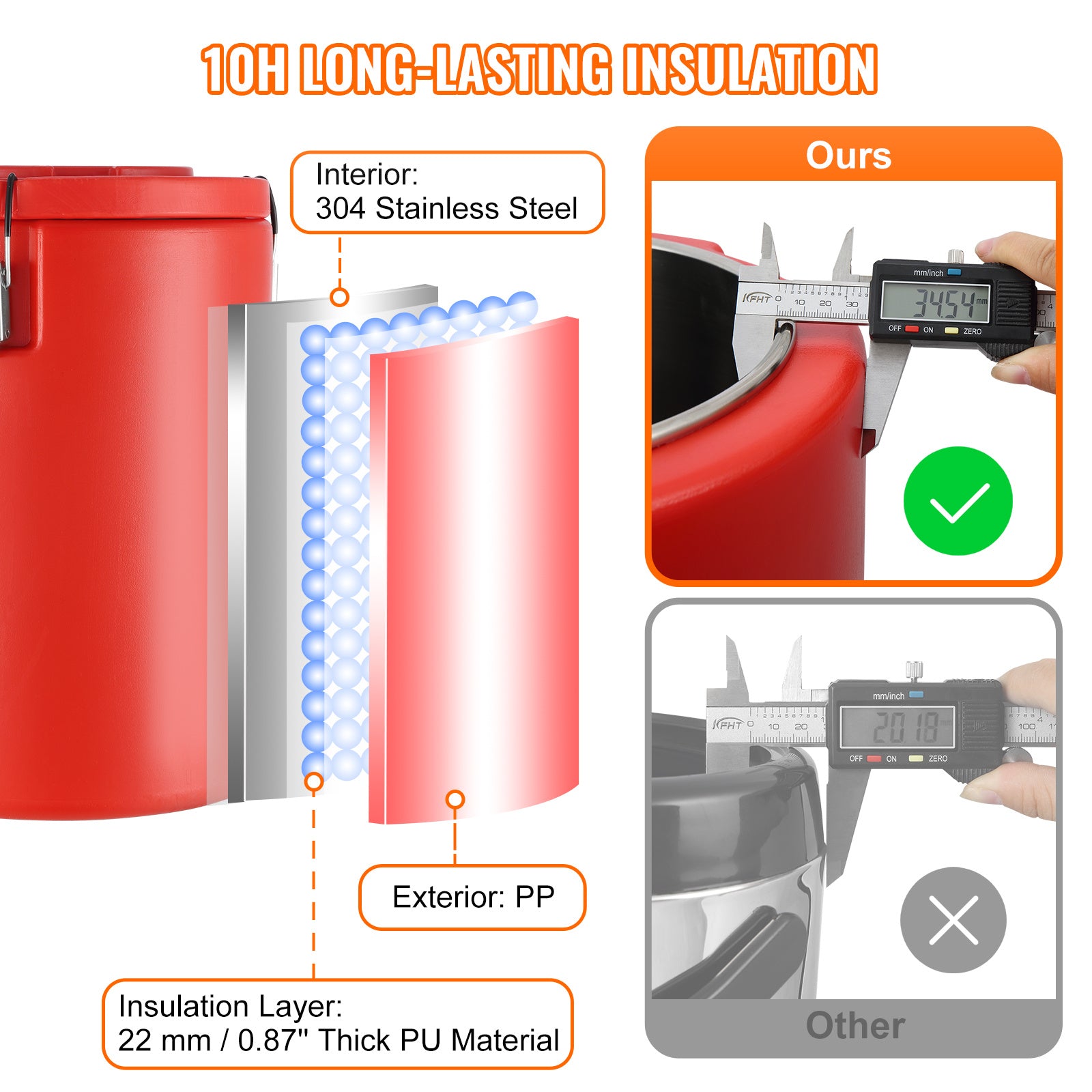 Grote Drankendispenser – Isolerende Dispenser – Thermoskan – Koffiedispenser – 17,2 Liter – Roestvrij Staal – 10 Uur Warmtebehoud - QUORE