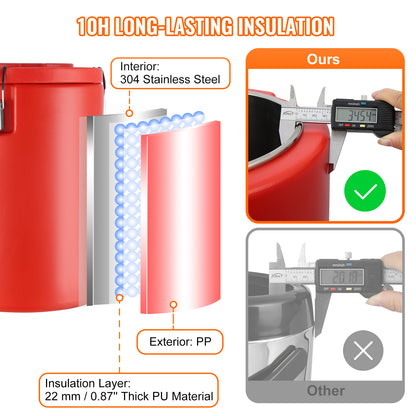 Grote Drankendispenser – Isolerende Dispenser – Thermoskan – Koffiedispenser – 17,2 Liter – Roestvrij Staal – 10 Uur Warmtebehoud - QUORE