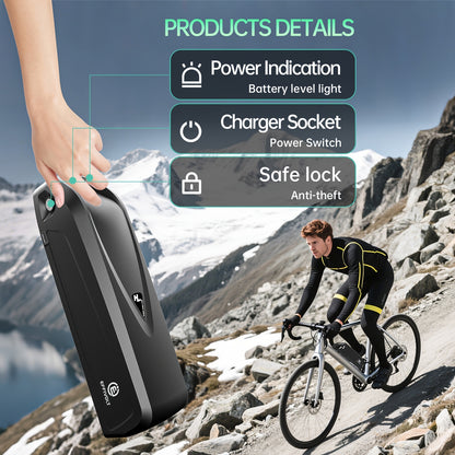 Ebike Accu – Elektrische Fietsaccu – Lithium Batterij – Fiets Batterij – Pedelec Accu – 48V 13AH – 30A BMS Met 8-Voudige Beveiliging – Veiligheidsslot En Display