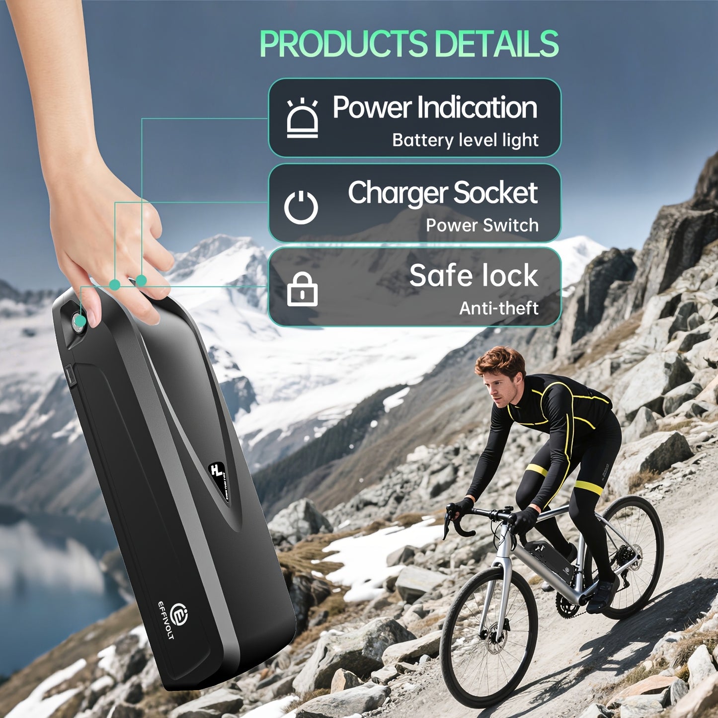 48V 14Ah Electric Bicycle Battery, 48V Lithium-ion Battery Pack, Built-in 30A BMS, USB Output, Electric Bicycle Battery with Safety Lock, LED Indicator Light, with 5Pin Base (Anderson Discharge Port)Halloween Gifts, Autumn Di