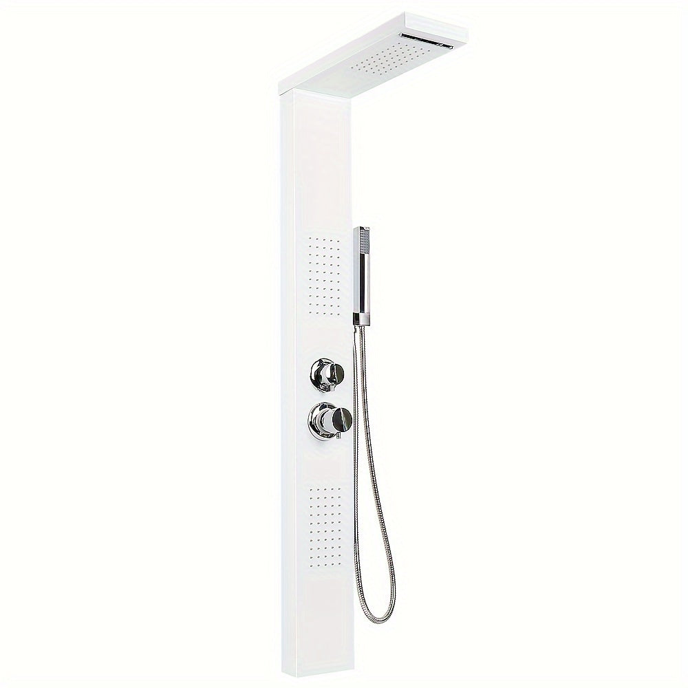 Douchepaneel – Douchekolom – Regendouche – Wandpaneel – Handdouche – 4-Functies – 130 cm Hoog – Duurzaam Corrosiebestendig Materiaal - Wit