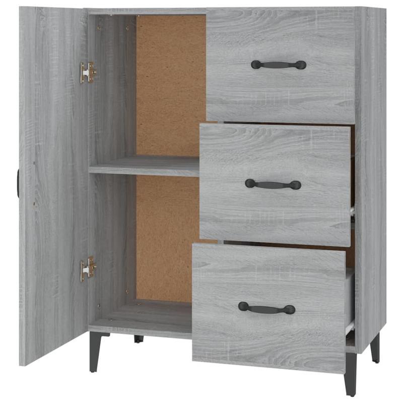 Sideboard – Dressoir – Opbergkast – Tv-meubel – Grijs – Hardhout – 69,5x34x90 cm – Vloermontage