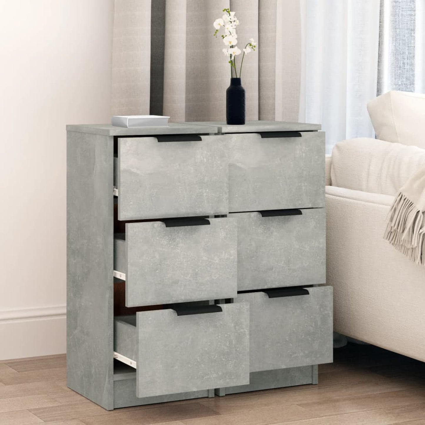 Sideboard – Opbergkast – Garagekast – Gereedschapskist – Schoenenrek – Betonlook Grijs – 30x30x70 cm – Gemaakt Van Hout