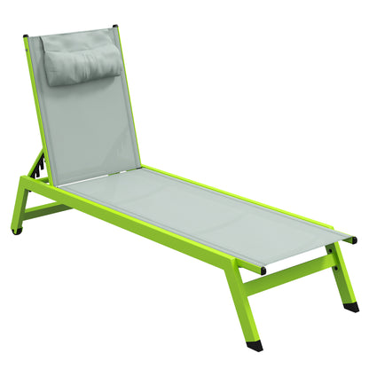 Ligbed – Ligstoel – Zonnebed – Relaxstoel – Tuinstoel – Aluminium Frame – Verstelbare Rugleuning Met Wielen – Textilene Groen