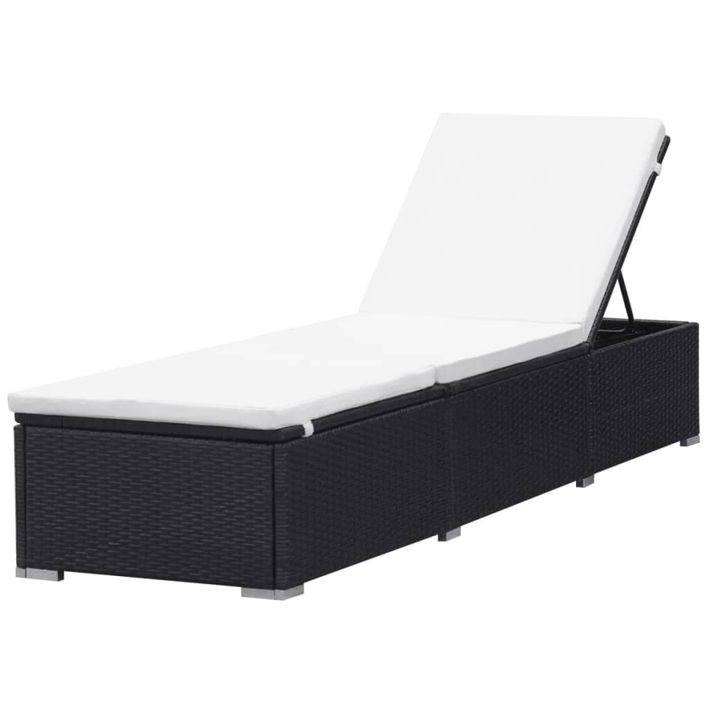Poly Rattan Loungebank – Tuinbank – Ligbed - Loungeset – Ligstoel - Outdoor Bank – Instelbaar – Waterbestendig PE Rattan – Gepoedercoat Stalen Frame