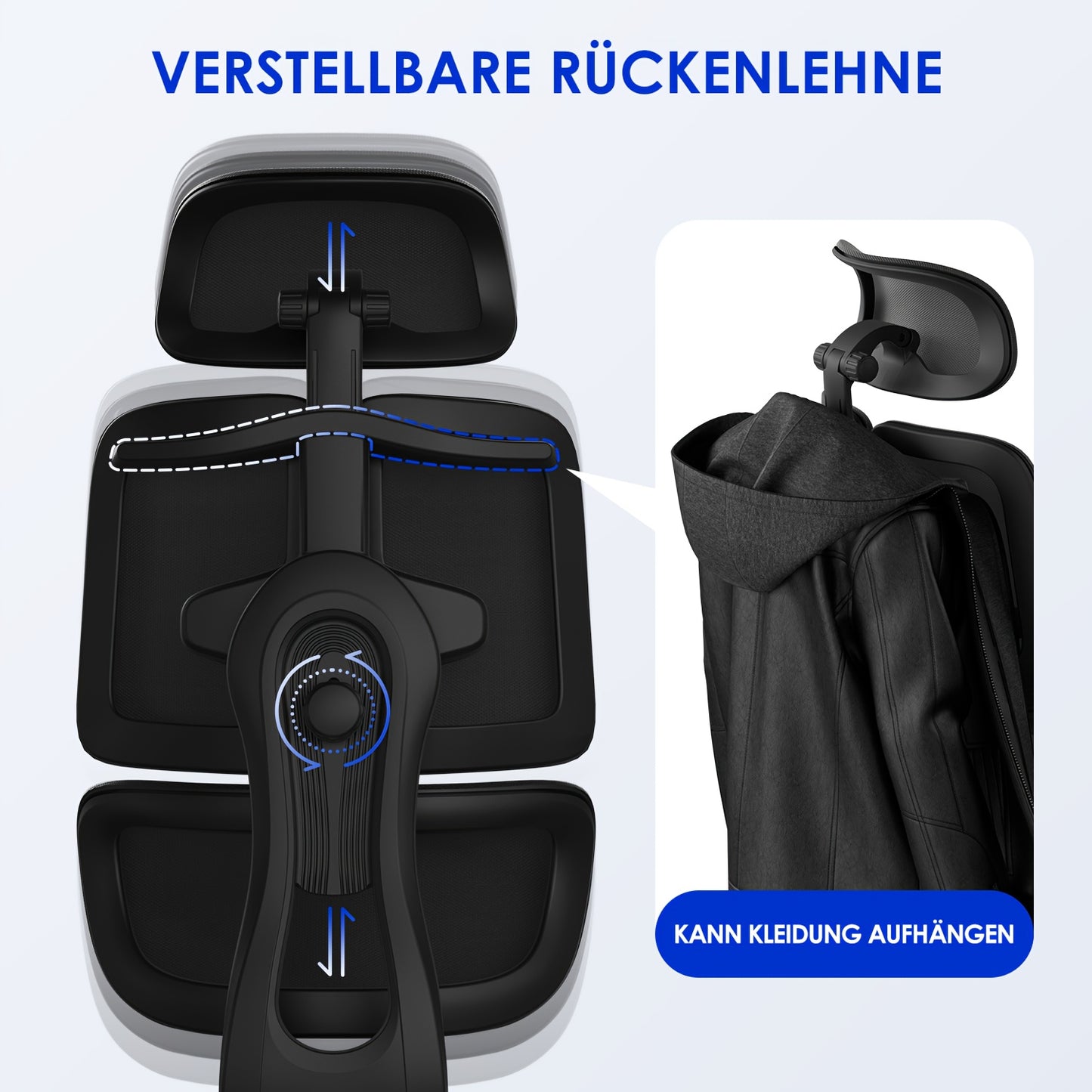 Ergonomische Bureaustoel – Kantoormeubilair – Werkstoel – Studiebureaustoel – Bureaustoel Met Voetsteun – 6D Verstelbare Armleuningen – 3D Hoofdsteun – 5D Rugleuning – Ademend Zitvlak – Verstelbare Hoogte – Max. Belastbaar 130 kg
