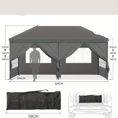 Opvouwbare Partytent – Gazebo – Tuinentent – Evenemententent – 3 X 6 Meter – Stalen Frame – 6 Zijpanelen Met Rits