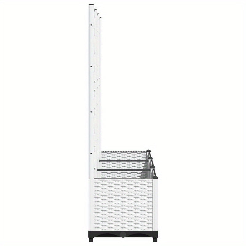 Tuinbak – Plantenbak – Bloembak – Plantenbak Met Klimrek – Balkonbak – Wit – 120x40x136 Cm – Weerbestendig Polypropyleen