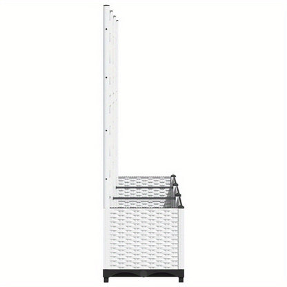 Tuinbak – Plantenbak – Bloembak – Plantenbak Met Klimrek – Balkonbak – Wit – 120x40x136 Cm – Weerbestendig Polypropyleen