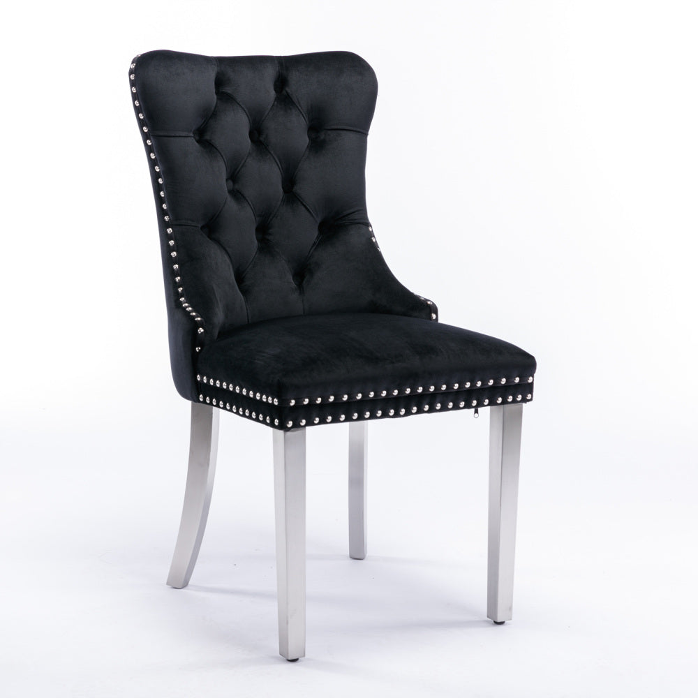 Eetkamerstoel – Stoel – Kuipstoel – Keukenstoel – Set Van 2 – Modern Design – Massief Houten Frame Met Chroom Poot – Hoog Zitcomfort Met Zwarte Stof Bekleding