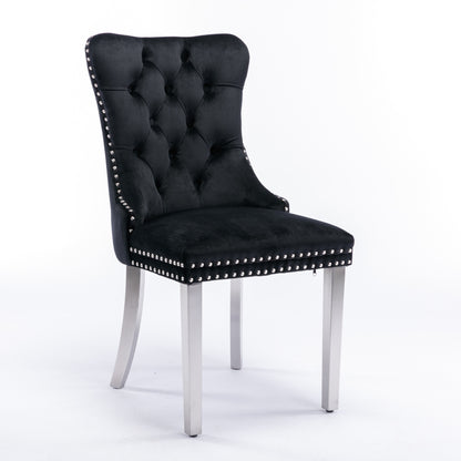 Eetkamerstoel – Stoel – Kuipstoel – Keukenstoel – Set Van 2 – Modern Design – Massief Houten Frame Met Chroom Poot – Hoog Zitcomfort Met Zwarte Stof Bekleding