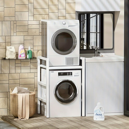 Washing Machine Shelf, Toilet Shelf Over Washing Machine Toilet, Washing Machine Cabinet with Shelves, Overmount Cabinet, Toilet Cabinet, Towel Rail, Metal Material, 73 X 64 X 110cm, White