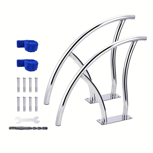 Zwembad handgrepen – zwembadleuningen – poolleuningen – zwembadsteunen – zwembadbeugels – 2-delig set – 304 roestvrij staal – antislip blauwe hoes – 76,2 x 76,2 cm – roestvrij en zwaar belastbaar