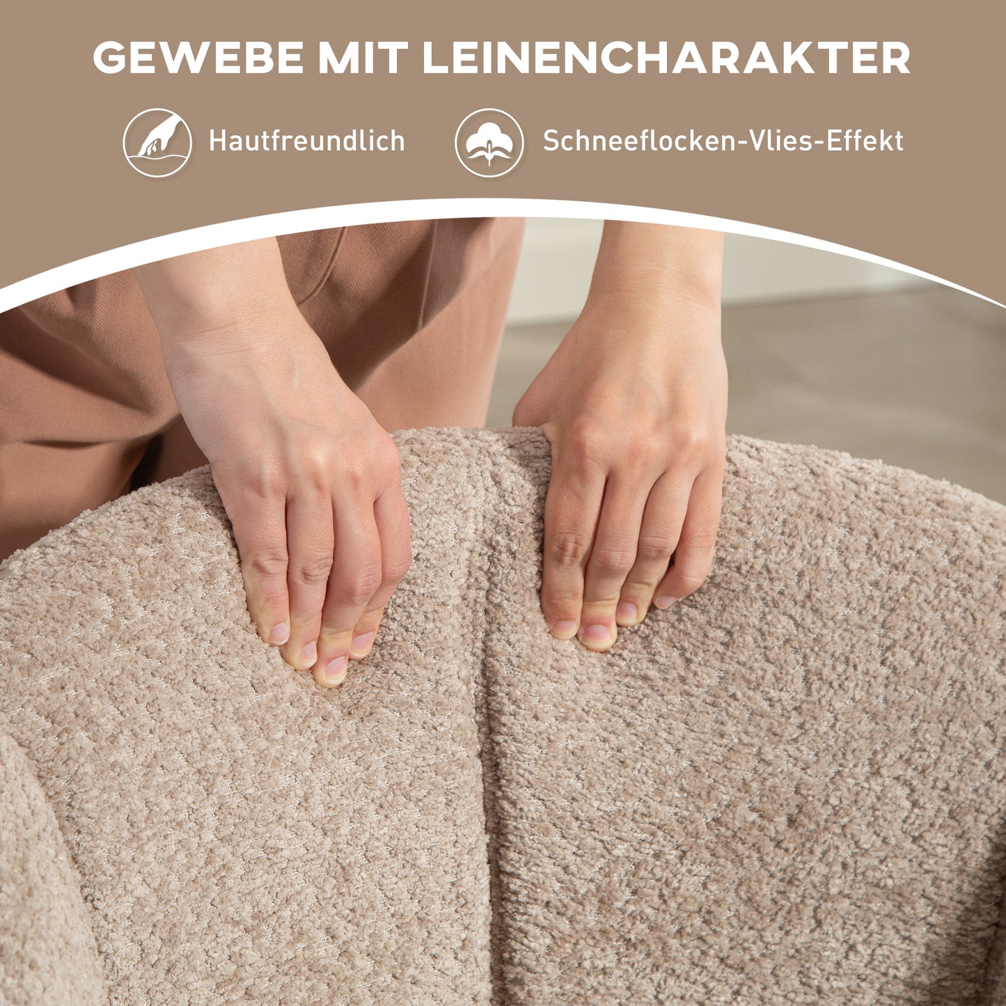 Draaifauteuil – Fauteuil – Loungestoel – Relaxstoel – Zithoekstoel – Lichtbruin – Zachte Bekleding – Draaibaar Tot 120 Kg