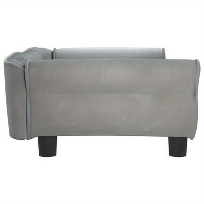 Hondenmand – Huisdierbed – Doggy Bed – Kattenmand – Huisdierenkussen – Lichtgrijs Fluweel – Stevige Anti-Slip Bodem – Comfortabele Hoofdkussenrand 95x55x30 cm
