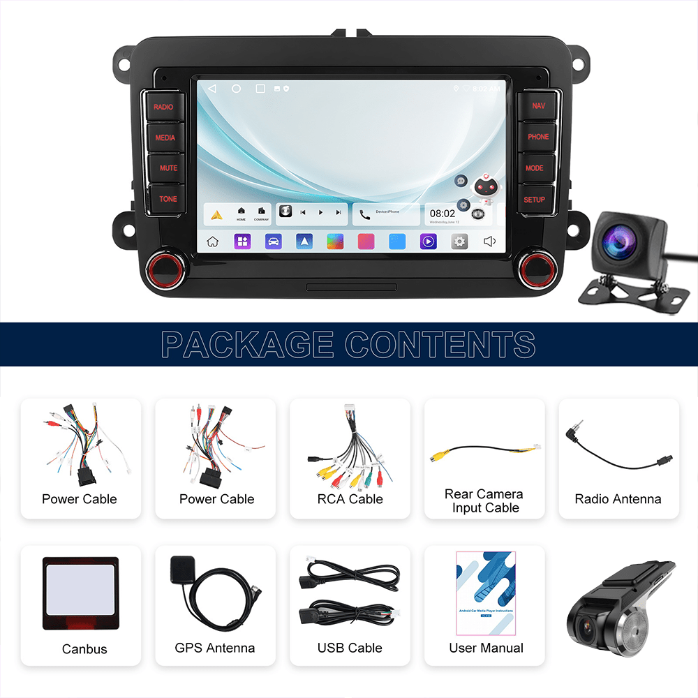 Android 15 Autoradio – Multimedia Systeem – Car Radio – Navigatie Systeem – Touchscreen Radio – 7 Inch HD Scherm – Draadloze CarPlay & Android Auto – GPS Navigatie + AHD Achteruitrijcamera