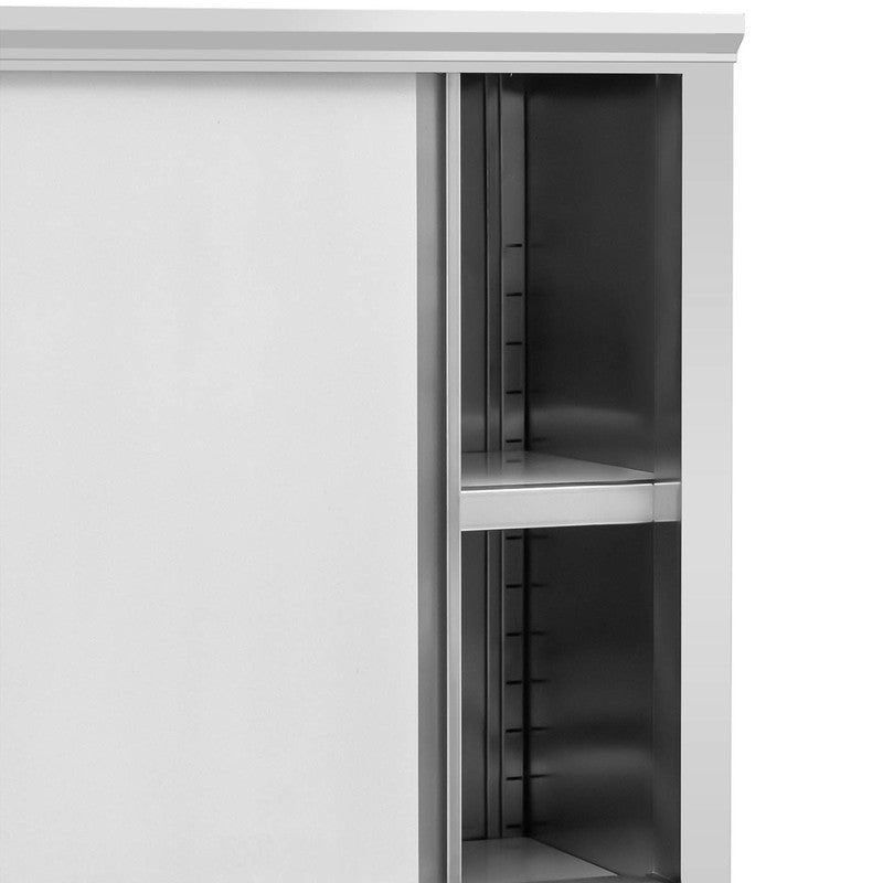 Keukenkast – Opbergkast – Buffetkast – Stellingkast – Keukenmeubel – RVS Schuifdeuren – 120x50x180 cm – 200 kg Draagvermogen