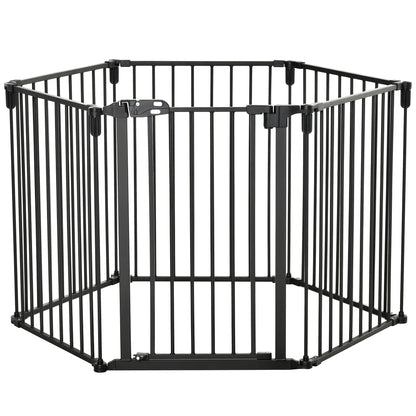 Hondenhek – Veiligheidshek – Traphekje – Huisdierhek – Dierafsluiting – Met Deur – Opvouwbaar – Stevig IJzeren Frame – 362,5x76 cm