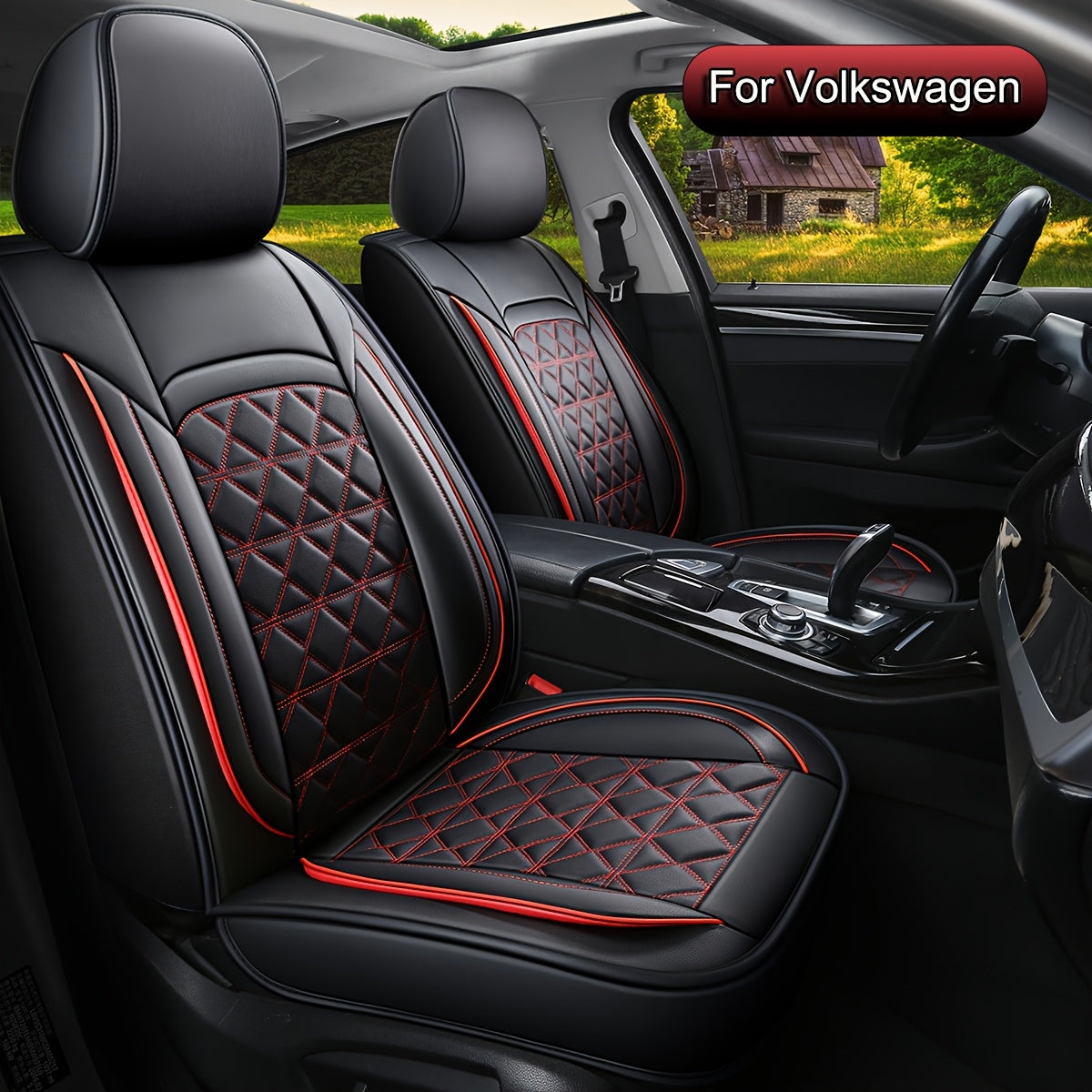 Autostoelhoezen Volkswagen – Stoelhoezen Auto – Beschermhoezen Stoelen – Autostoelbekleding – Autostoelhoezen Universeel – PU Leer – Verstelbare Pasvorm – Zachte Sponsvulling – Set 5 Zitten (2 Voor + 3 Achter)
