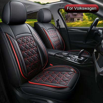 Autostoelhoezen Volkswagen – Stoelhoezen Auto – Beschermhoezen Stoelen – Autostoelbekleding – Autostoelhoezen Universeel – PU Leer – Verstelbare Pasvorm – Zachte Sponsvulling – Set 5 Zitten (2 Voor + 3 Achter)