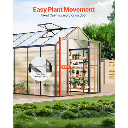 Kas – Kweekkas – Tuinkas – Groentenkas – Serre – Aluminium Frame – UV-bestendige Polycarbonaatpanelen 8 x 14 Ft