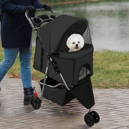 Hondenbuggy – Dierenwagen – Huisdierenwagen – Wandelwagen – Dierenbuggy – Lichtgewicht Met Metalen Frame – Opvouwbaar Met Grote Opbergmand