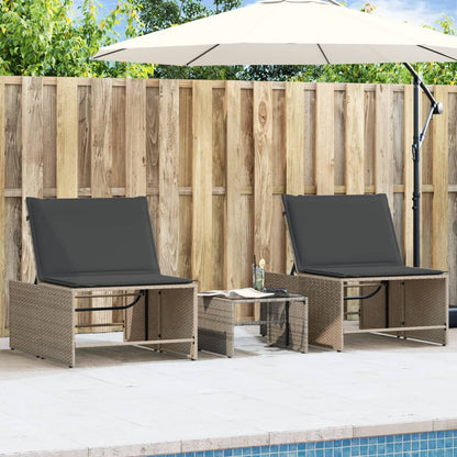 Lounge Set – Buitenmeubels – Tuinmeubilair – Ligbed - Balkon Set – Ligstoelen - 2-Delige Set – PE-Rattan – Verstelbare Rugleuning
