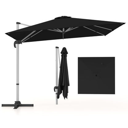 Vierkante Parasol – Zonnescherm – Tuinparasol – Terrasparasol – Marktkraamparasol – 300 x 300 cm – 360° Draaibaar – Verstelbare Kantelfunctie – Zwart