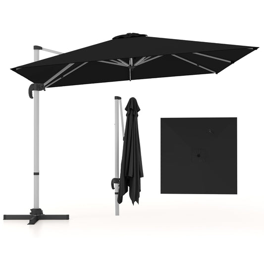 Vierkante Parasol – Zonnescherm – Tuinparasol – Terrasparasol – Marktkraamparasol – 300 x 300 cm – 360° Draaibaar – Verstelbare Kantelfunctie – Zwart