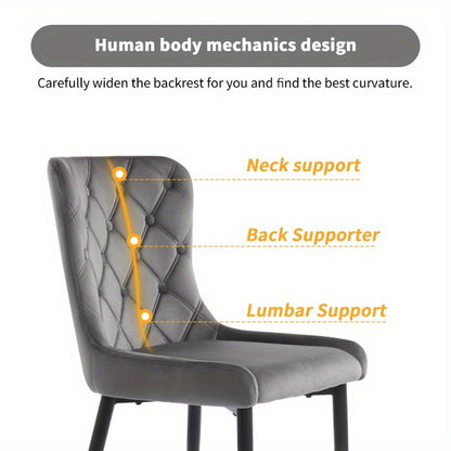 Eetkamerstoelen – Keukenstoelen – Bureaustoelen – Stoelen Met Rugleuning – Velvet Gestoffeerde Stoel 2 Stuks – Ergonomisch Ontwerp – Zwarte Metalen Poten