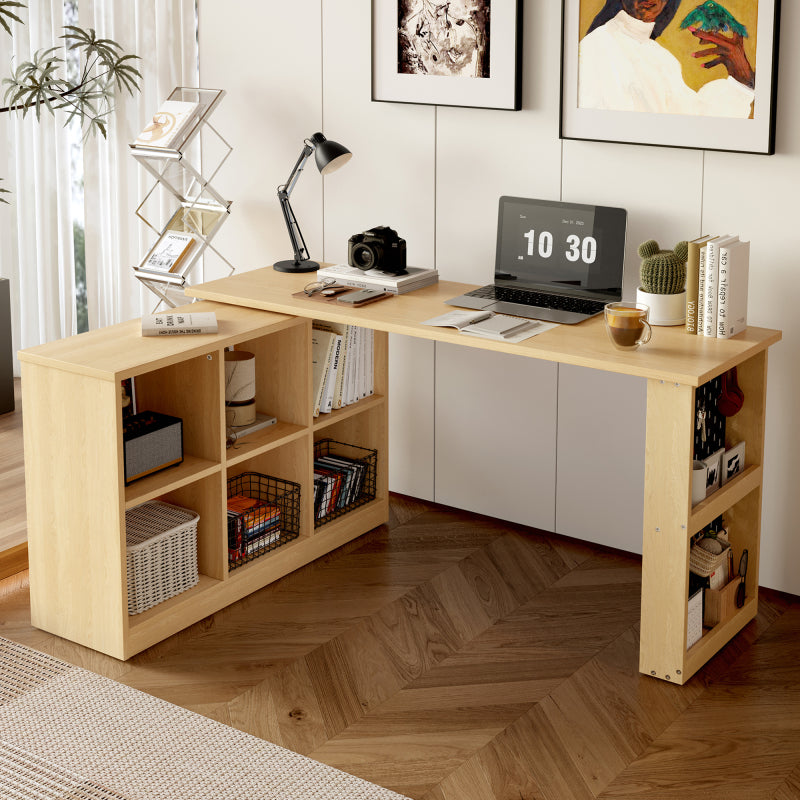 Bureau – Bureautafel – Computertafel – Werkplek – Kantoormeubel – Multifunctioneel Met 6 Opbergvakken – Robuust MDF Tafelblad 140x104x75 cm