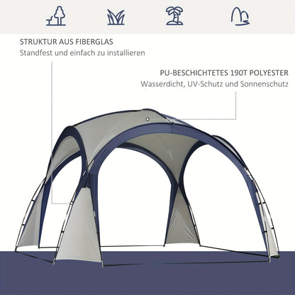 Outdoor Tent – Camping Tent – Garden Tent – Big Tent – Party Tent – Glasvezel Stokken – Polyestervezel – Crèmekleurig Met Blauw