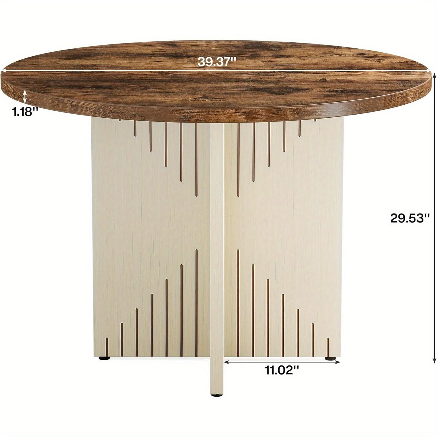 Rondetafel – Ronde Eettafel – Eettafel Rond – Keukentafel – Cirkel Tafel – Farmhouse Stijl – MDF Blad – Ø 100 cm – Geschikt voor 4 Personen – Stevige Kruispoot – Eenvoudige Montage